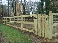 <b>3 Rail Ranch Rail Fence with Mesh & Gate 3</b>